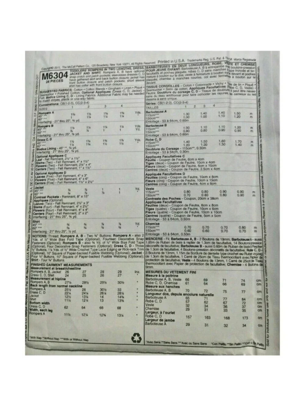 McCalls mccall’s m6304